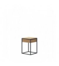 JILL - Table basse industrielle 40 cm avec tiroir - Noir-bois