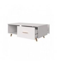 SWEED - Table basse 2 tiroirs 110 cm - Blanc-gris