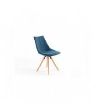 A8305 - Lot de 2 chaises en tissu avec pieds en hêtre naturel - Bleu pétrole