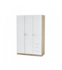 Armoire 3 portes + 3 tiroirs L121 x H180 cm - Blanc-chêne