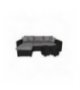 L200PAC - Canapé d'angle convertible coffre pouf et étagère en simili et microfibre - Gris-noir - Angle pouf à droite et é