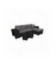 L200PAC - Canapé d'angle convertible coffre pouf et étagère en simili et microfibre - Gris-noir - Angle pouf à gauche et é