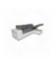 L200PAC - Canapé d'angle convertible coffre pouf et étagère en simili et microfibre - Gris-blanc - Angle pouf à gauche et