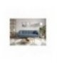 BONNY - Canapé droit 3 places convertible en tissu pieds bois clair - Bleu clair