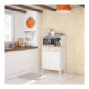 FOCUI - Buffet de cuisine 2 portes et 1 tiroir L72 x H126 cm - Blanc-chêne motif
